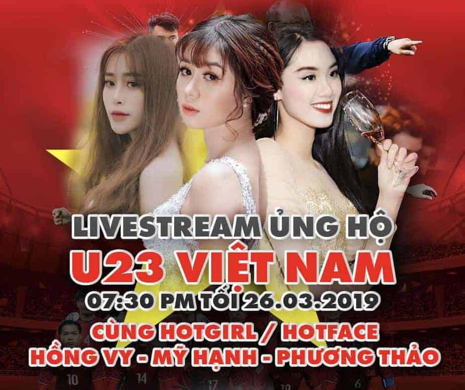 Hinh anh hotgirls VN88 livestream ung ho U23 Viet Nam