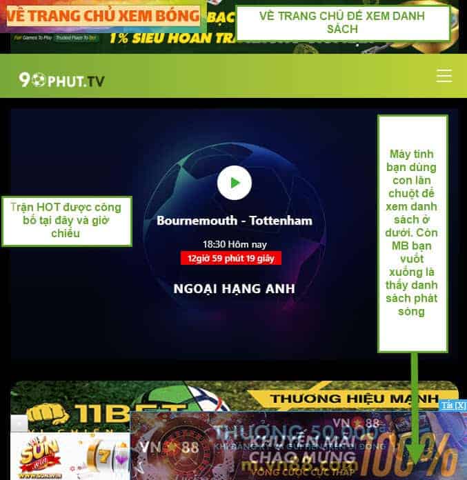 Cach xem live.90m.tv - 90m.vn truc tiep