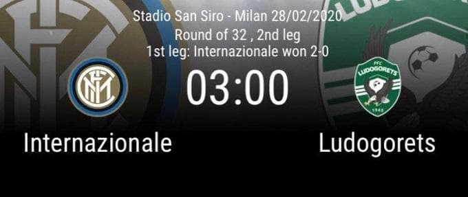 Soi keo nha cai Inter Milan vs Ludogorets 28 02 2020 – Cup C2 Chau Au Europa League]