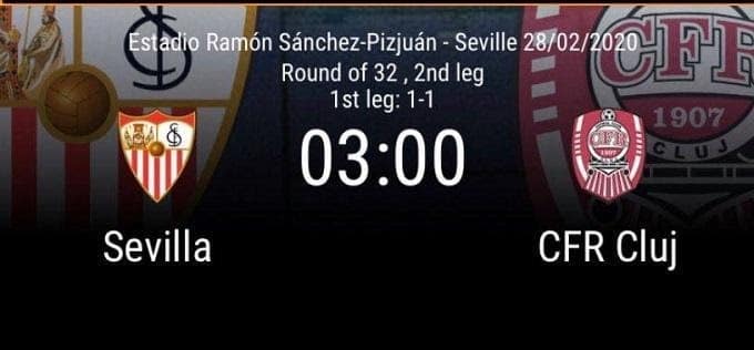 Soi keo nha cai Sevilla vs CFR Cluj 28 02 2020 – Cup C2 Chau Au Europa League]