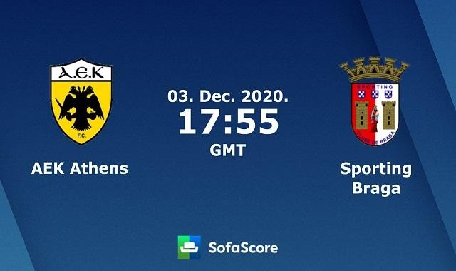 Soi keo nha cai AEK Athens vs Sporting Braga, 4/12/2020 – Cup C2 Chau Au